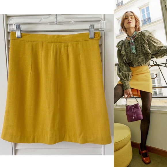 SOLD :: Vintage 90s Yellow Mini Skirt - Picture 7 of 10